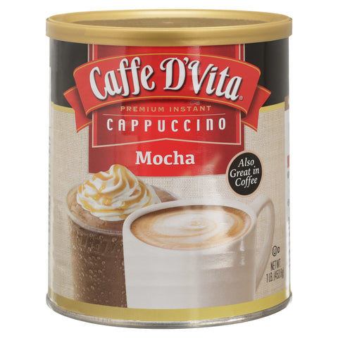 Caffe D'Vita Premium Instant Mocha Cappuccino, 16 oz Canister, 60 Calories