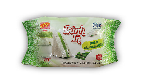 In Tan Hue Vien Snow Flake Cake - Mung bean - Pandan, 400G, 4 packs