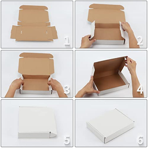 EYMPEU 11x8x2 Inches Shipping Boxes Set of 20 White Corrugated Cardboard Mailing Boxes for Packaging, Small Business, Literature, Mailer