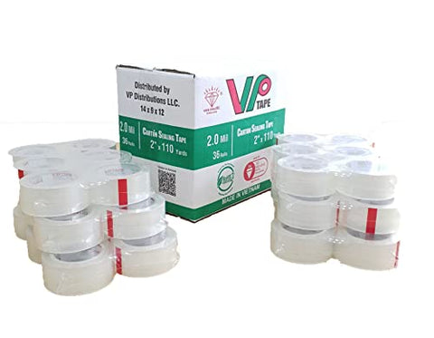 VPTAPE Industrial Packaging Tape, 2 Inch x 110 Yards, Thickness 2.0 Mil, Clear, 6 Rolls.