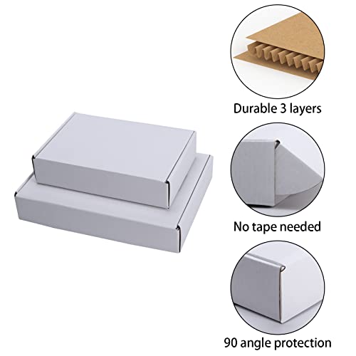 Dakoli Supplies 11x8x2 Inch Shipping Boxes 20 Pack Corrugated Cardboard Box Mailer for Small Business Mailing Packing, White