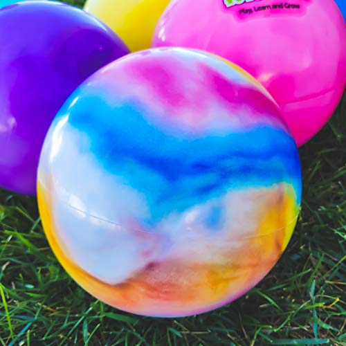 Premium Marbleized Bouncy Balls Plus Pump, 9 Inch Inflatable Sensory Balls, Best Entertainment for Kids, Pets and Adults - Fun Handballs, Kickball, Beach, Pinic, School, Church