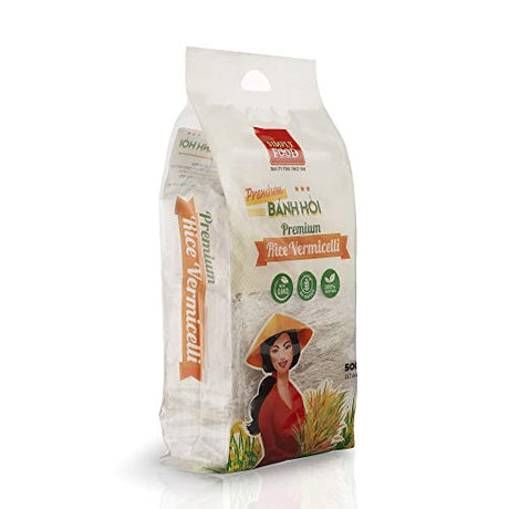 Premium Fine Rice Woven Vermicelli Noodle Sheet by SIMPLY FOOD (Banh Hoi) 17.6 Oz (500g)