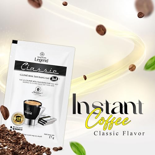 TRUNG NGUYEN LEGEND CLASSIC Premium Instant Coffee for Energy Boost by NANO+ Technology, Non-Dairy Creamer, Coffee Mix - Strong and Pure Vietnamese Instant Coffee (50 Packets/Bag)