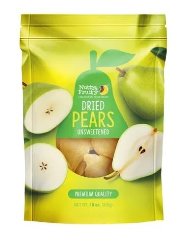 Nutty & Fruity Unsweetened Dried Pears 18 oz. No Artificial Flavors. No Artificial Colors.