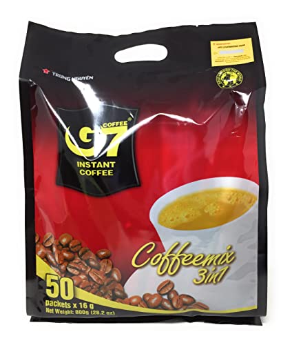 Trung Nguyen — G7 3 in 1 Instant Coffee — Coffee With Non-dairy Creamer and Sugar — Strong and Bold — Instant Vietnamese Coffee (50 Single Serve Packets)