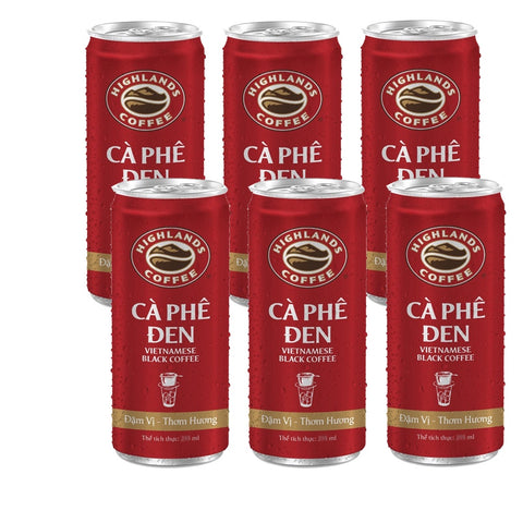 6-pack of Highland Coffee Black Coffee Cans (185ml)