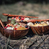 Okey Kitchen Vietnamese Coconut Bowls and Spoons, 100% Natural, Eco-Friendly, Set of 4  (Polished)