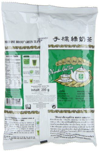 Number One Milk Green Tea Mix in Fine Loose Leaves with Mild Jasmine Flavor, from Thailand (7 oz Bag)