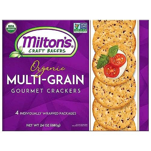 Milton's Craft Bakers Organic Multi-Grain Crackers - Multigrain Crackers, Certified Organic, Non-GMO Project Verified, Kosher, Savory & Sweet Taste, Great for Charcuterie Boards - 24 Oz