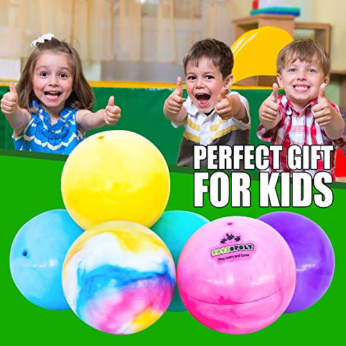 Premium Marbleized Bouncy Balls Plus Pump, 9 Inch Inflatable Sensory Balls, Best Entertainment for Kids, Pets and Adults - Fun Handballs, Kickball, Beach, Pinic, School, Church