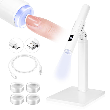 SAVILAND LED U V Light with Magnetic Stand & LCD Screen Portable Nail Lamp Kit Handsfree 2-Timer Modes Portable Mini Nail Dryer Stand for Gel Nails USB Rechargeable and Cordless for Home DIY Manicure