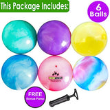 Premium Marbleized Bouncy Balls Plus Pump, 9 Inch Inflatable Sensory Balls, Best Entertainment for Kids, Pets and Adults - Fun Handballs, Kickball, Beach, Pinic, School, Church