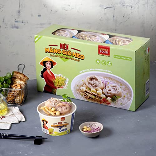 SIMPLY FOOD 9-Bowls of Pork Bamboo Glass Noodles (Mien Mang Gio Heo) 55g each