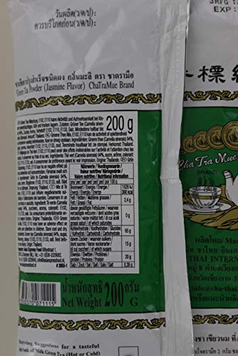 Number One Milk Green Tea Mix in Fine Loose Leaves with Mild Jasmine Flavor, from Thailand (7 oz Bag)