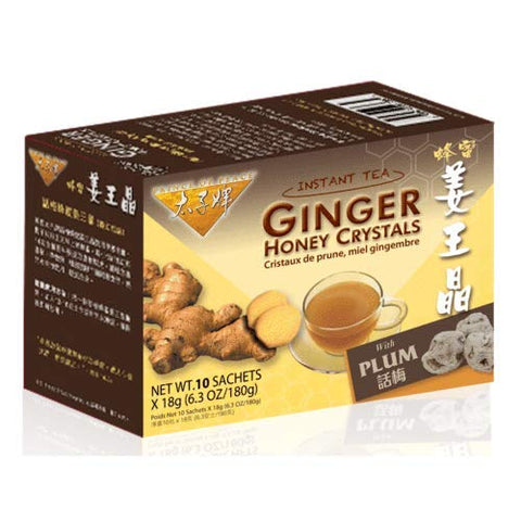 Prince of Peace Instant Plum Ginger Honey Crystals, 10 Sachets – Instant Hot or Cold Beverage – Easy to Brew Ginger and Honey Crystals