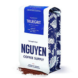 Nguyen Coffee Supply - Truegrit Robusta: Medium Roast Ground Coffee Beans, Vietnamese Grown and Direct Trade, Organic, Single Origin, Premium Ground, Low Acid with High Caffeine Content, Roasted in Brooklyn [12 oz Bag]