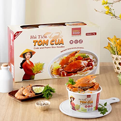 Instant Crab and Prawn Rice Noodles (Hu Tieu Tom Cua) 75g each/ 9 Bowls