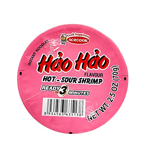 Hao Hao Instant Noodles Cups - Hot & Sour Shrimp Flavor 2.5 OZ