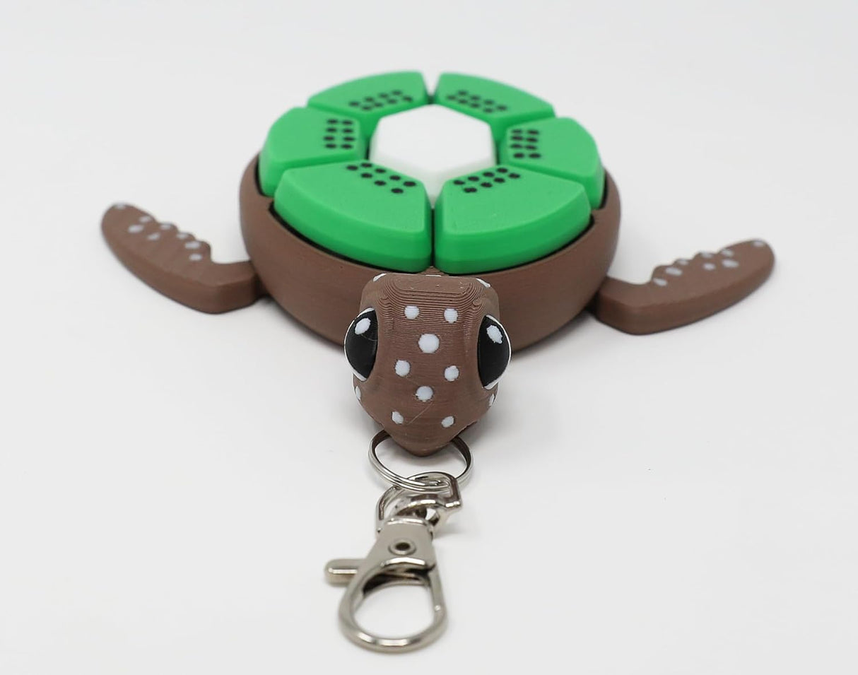 Fruit Turtle Fidget Clicker Keychain 3D Printed - Sensory Stress Relief Toy for Autism, ADHD, Anxiety, and Fidgeting (Kiwi Turtle)