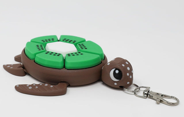 Fruit Turtle Fidget Clicker Keychain 3D Printed - Sensory Stress Relief Toy for Autism, ADHD, Anxiety, and Fidgeting (Kiwi Turtle)