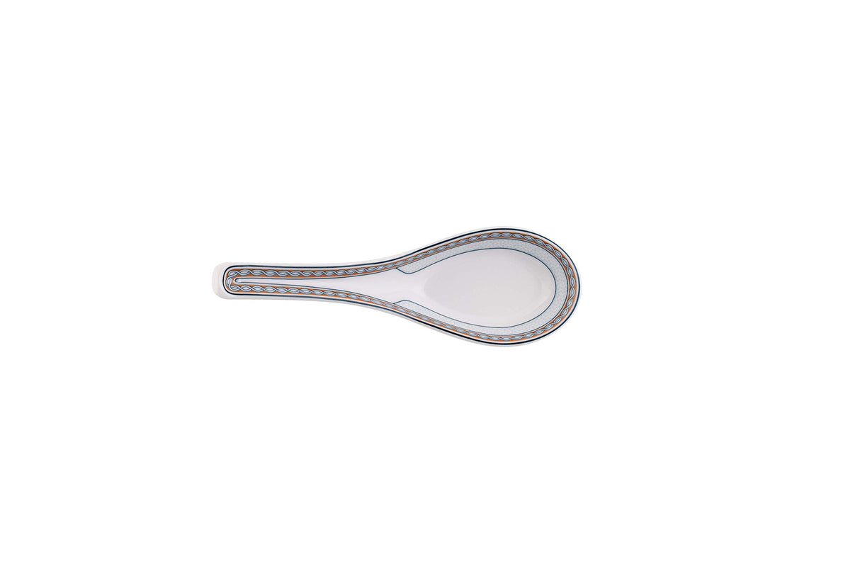 Nethan by MinhLong Premium Porcelain Ceramic Soup Spoon - 5.12 Inches (6, Four Precious)