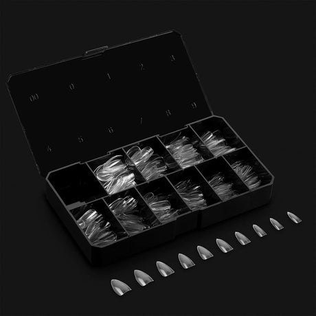 Apres Gel-X Natural Stiletto Short Box of Nail Tips, 500pcs, 10 Sizes 0-9, Soft Gel Tip Box