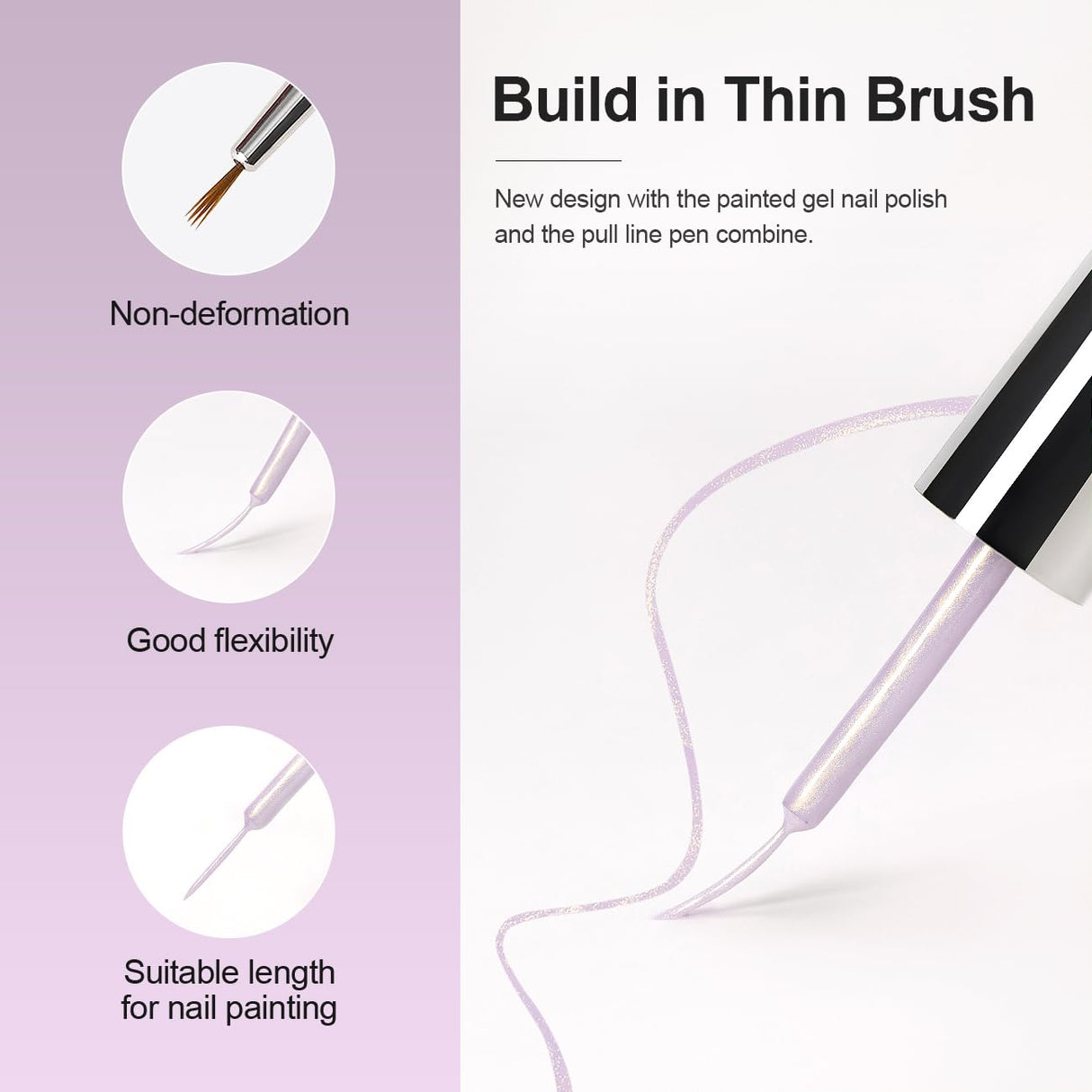 RARJSM Pearl Gold Gel Liner Nail Art Pearlescent Milky Light Purple White Golden Shell Glitter Swirl Effect Gel Nail Polish 8ml Build in Thin Brush Painted Drawing Striper Gel Polish Curing Requires
