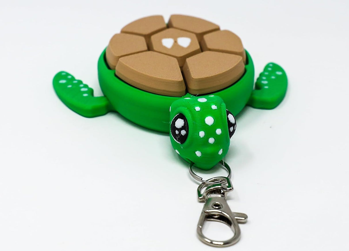 Fruit Turtle Fidget Clicker Keychain 3D Printed - Sensory Stress Relief Toy for Autism, ADHD, Anxiety, and Fidgeting (Apple Turtle)