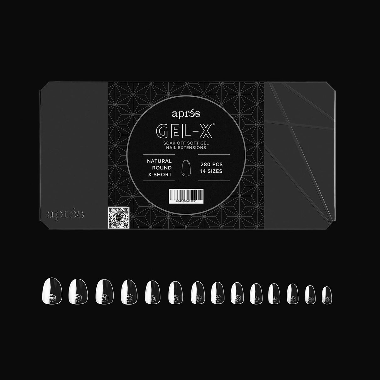Apres Gel-X® Round Box of Nail Tips | 280 Gel-X Tips, Soft Tips, 14 Sizes 00-9 | Half-sizes Included (Natural Round Extra Short, 280.00 Fl Oz (Pack of 1))