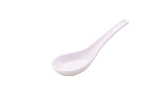 Nethan by MinhLong Premium Porcelain Ceramic Soup Spoon - 5.12 Inches (6 spoons, Plain White)