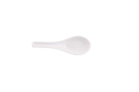 Nethan by MinhLong Premium Porcelain Ceramic Soup Spoon - 5.12 Inches (6 spoons, Plain White)