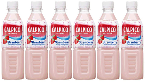 CALPICO Strawberry, Non-Carbonated Drink, Japanese Beverage Contains Strawberry Juice Concentrate, Sweet and Tangy Asian Drink, 16.9 FL oz. (Pack of 6)