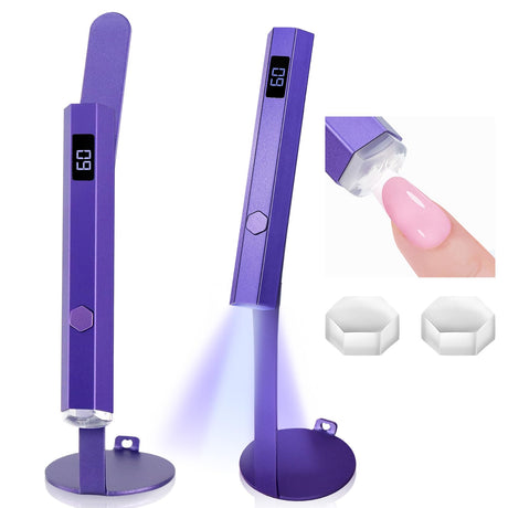 SAVILAND LED U V Light with Magnetic Stand & LCD Screen Portable Nail Lamp Kit Handsfree 2-Timer Modes Portable Mini Nail Dryer Stand for Gel Nails USB Rechargeable and Cordless for Home DIY Manicure