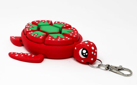 Fruit Turtle Fidget Clicker Keychain 3D Printed - Sensory Stress Relief Toy for Autism, ADHD, Anxiety, and Fidgeting (Strawberry Turtle)