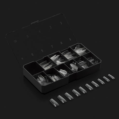 Apres Gel-X Natural Square Long Box of Nail Tips, 500pcs, 10 Sizes 0-9, Soft Gel Tip Box