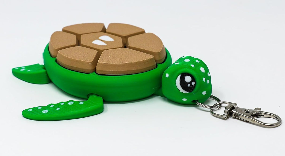 Fruit Turtle Fidget Clicker Keychain 3D Printed - Sensory Stress Relief Toy for Autism, ADHD, Anxiety, and Fidgeting (Apple Turtle)