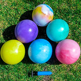 Premium Marbleized Bouncy Balls Plus Pump, 9 Inch Inflatable Sensory Balls, Best Entertainment for Kids, Pets and Adults - Fun Handballs, Kickball, Beach, Pinic, School, Church