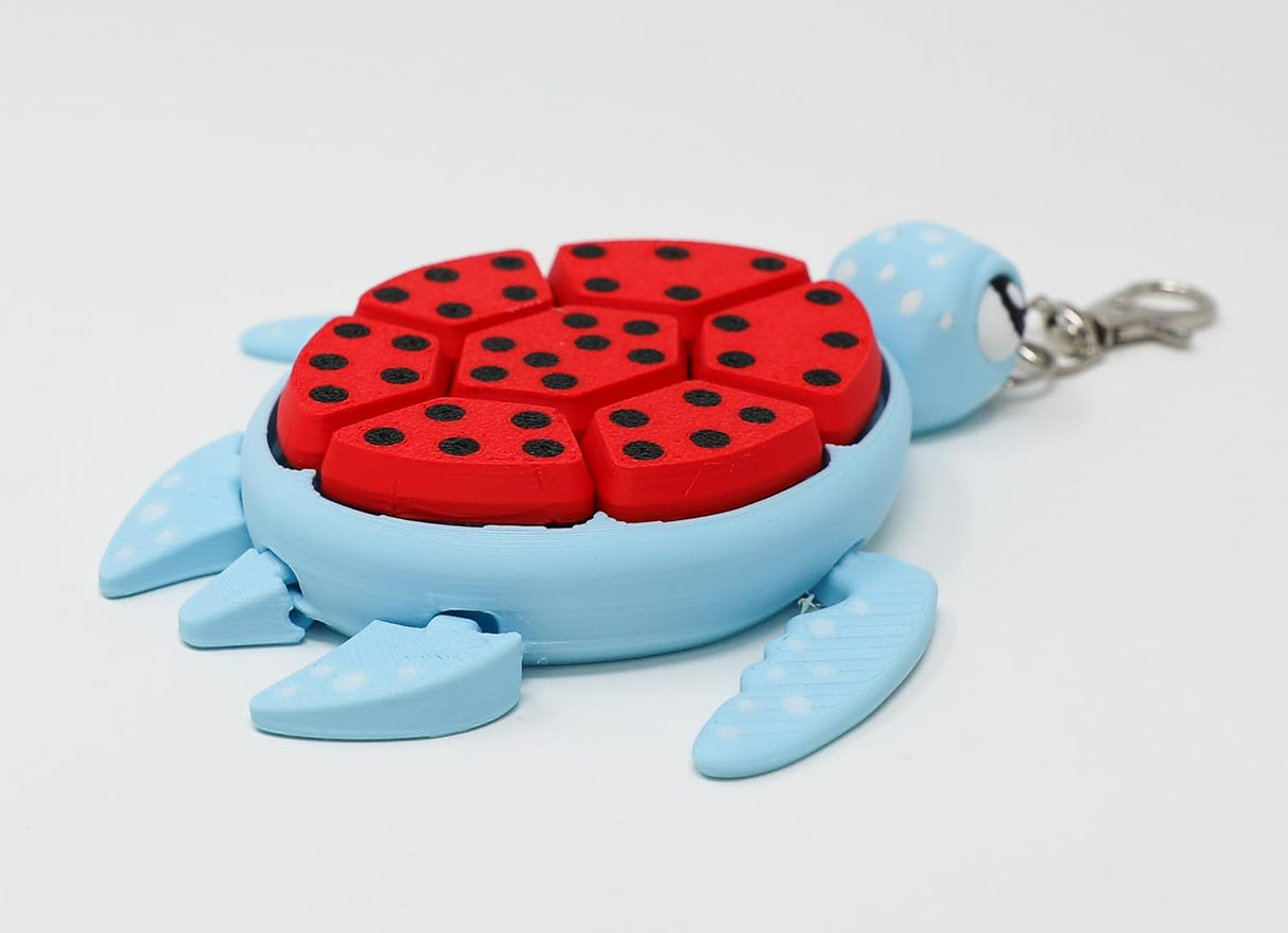 Fruit Turtle Fidget Clicker Keychain 3D Printed - Sensory Stress Relief Toy for Autism, ADHD, Anxiety, and Fidgeting (Watermelon Turtle)