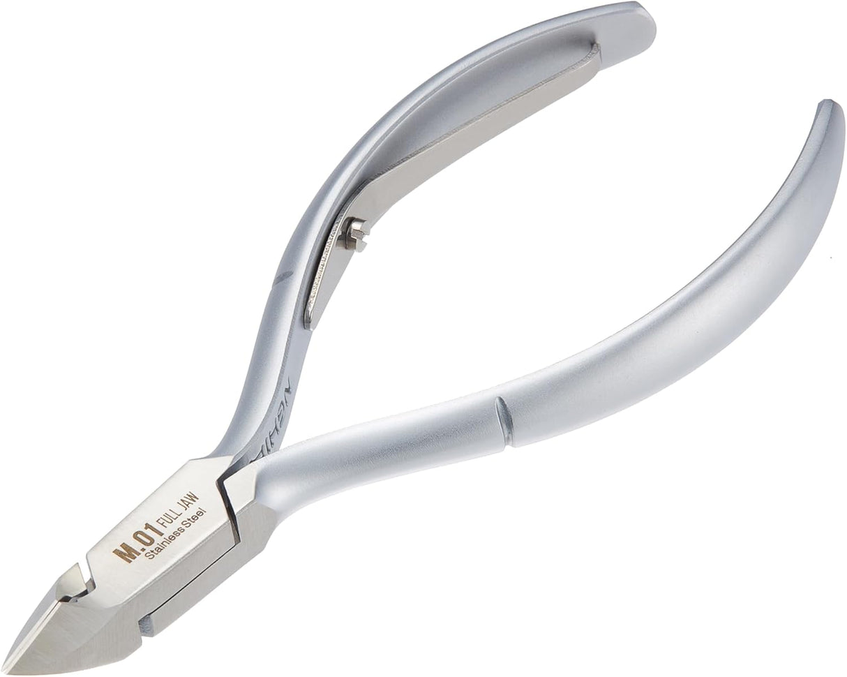 NGHIA Stainless Steel Nail Nipper - M-01, Precision Acrylic Nipper with Grey Plated Jaw, Curve Handle, and Single Spring