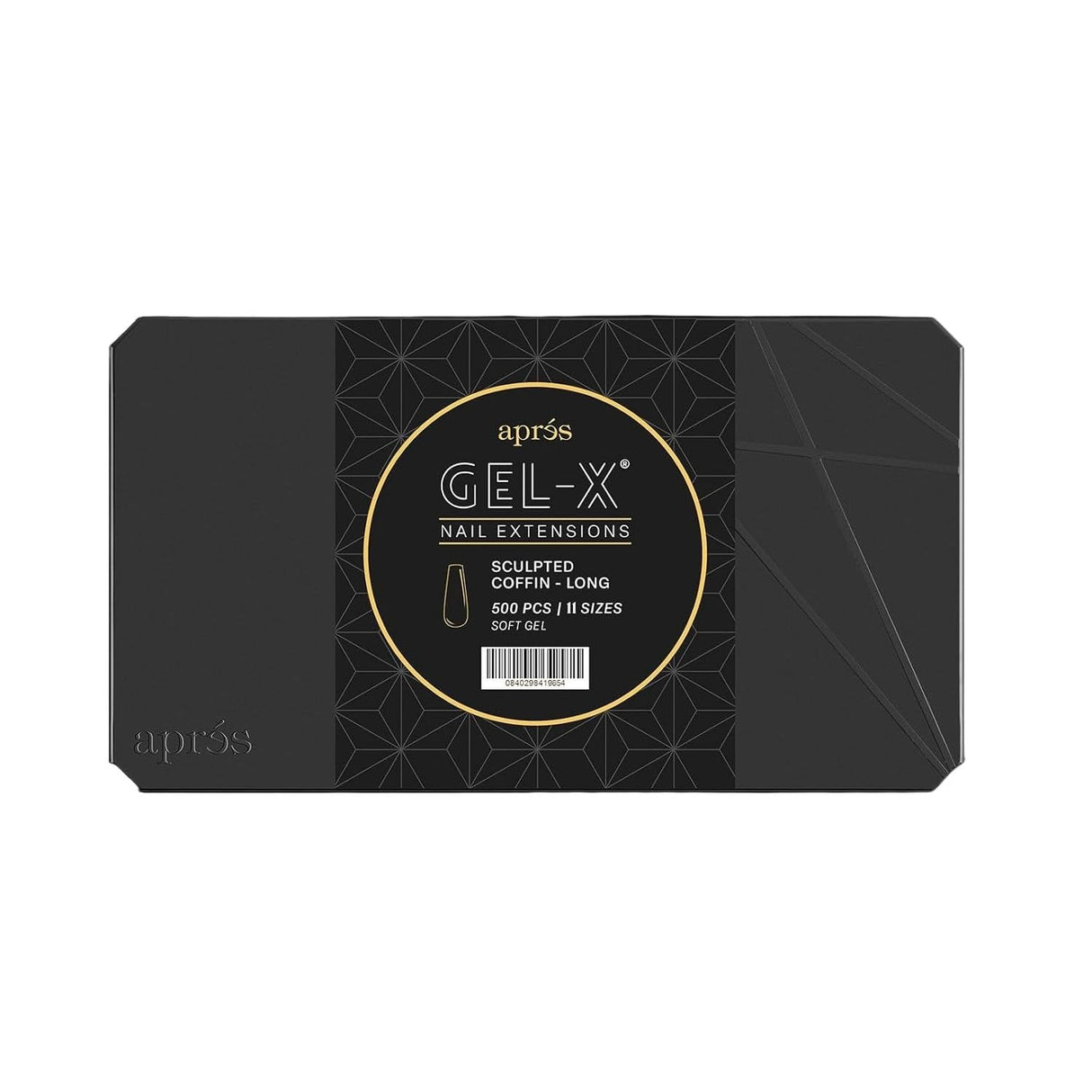 Aprés Gel-X® Sculpted Coffin Long Tip Box | 500pc Gel-X Tips, 11 Sizes 00-9, Premium Quality
