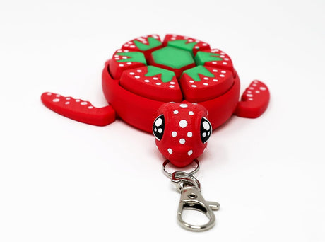 Fruit Turtle Fidget Clicker Keychain 3D Printed - Sensory Stress Relief Toy for Autism, ADHD, Anxiety, and Fidgeting (Strawberry Turtle)