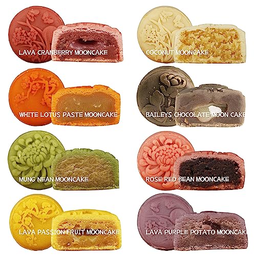 ONETANG Assorted Lava Mooncakes, 流心月饼, 8种口味, Mid-Autumn Festival Mix Lave Cakes, 2024 Freshly Baked, Mid-Autumn Festival, Family Gifts, Hui Jia 回家, 14.1oz (400 g)