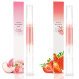 Meschett 2PCS Cuticle Oil Pens for Nail Care,Cuticle Revitalizer Oil Pen with Soft Brush,Cuticle Oil to Prevent Nail Cracking and Dry (Peach & Strawberry Flavor)