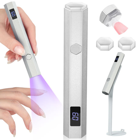 SAVILAND LED U V Light with Magnetic Stand & LCD Screen Portable Nail Lamp Kit Handsfree 2-Timer Modes Portable Mini Nail Dryer Stand for Gel Nails USB Rechargeable and Cordless for Home DIY Manicure