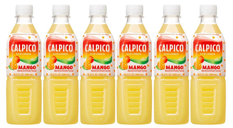 CALPICO Mango, Non-Carbonated Drink, Japanese Beverage Contains Mango Juice Concentrate, Sweet and Tangy Asian Drink, 16.9 FL oz. (Pack of 6)