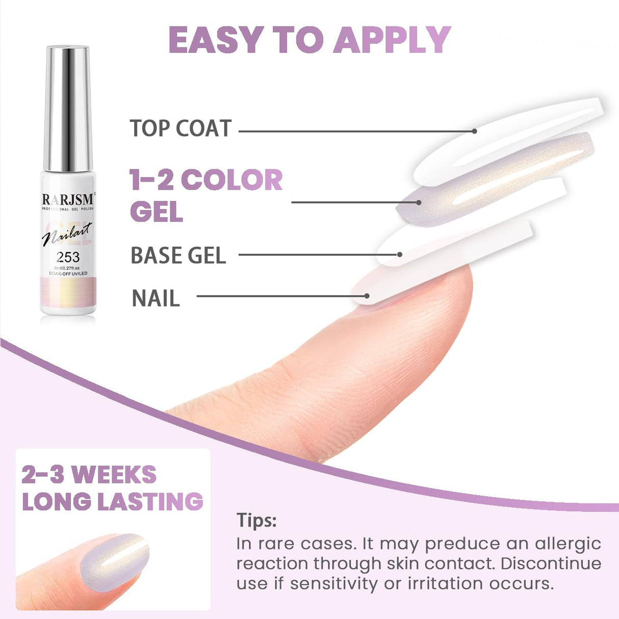 RARJSM Pearl Gold Gel Liner Nail Art Pearlescent Milky Light Purple White Golden Shell Glitter Swirl Effect Gel Nail Polish 8ml Build in Thin Brush Painted Drawing Striper Gel Polish Curing Requires