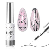 RARJSM Pearl Gold Gel Liner Nail Art Pearlescent Milky Light Purple White Golden Shell Glitter Swirl Effect Gel Nail Polish 8ml Build in Thin Brush Painted Drawing Striper Gel Polish Curing Requires