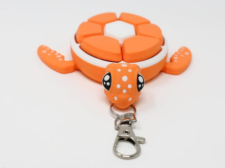 Fruit Turtle Fidget Clicker Keychain 3D Printed - Sensory Stress Relief Toy for Autism, ADHD, Anxiety, and Fidgeting (Orange Turtle)