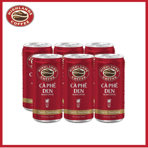 6-pack of Highland Coffee Black Coffee Cans (185ml)